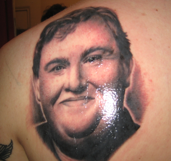 John Candy tattoo by Virginia Elwood NY Adorned